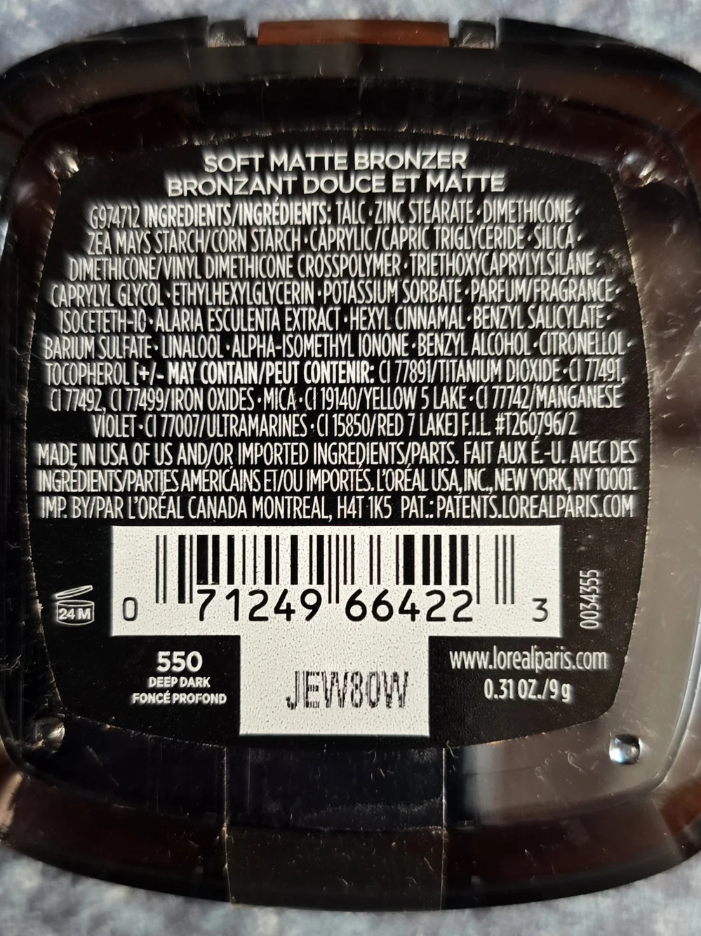 L'Oreal Soft Matte Bronzer 550 Deep Dark - Brown